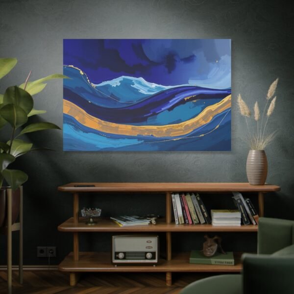Abstract Ocean Waves A Fusion of Tranquility and Illumination Canvas Print - Image 5