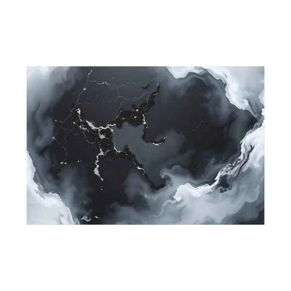 Nebulous Network Abstract Black and White Fluid Canvas Artwork Print - Image 15