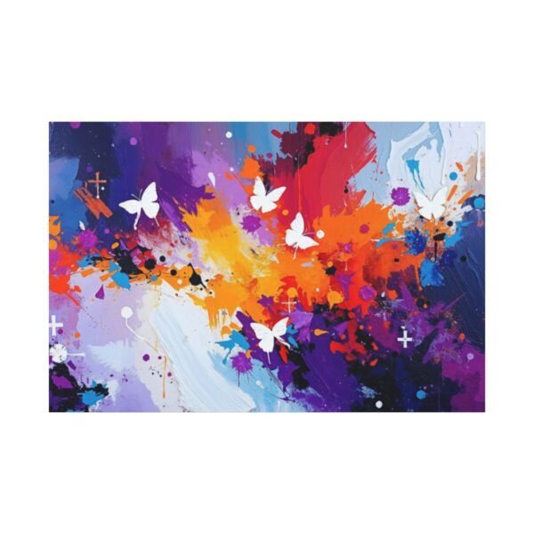 Vibrant Modern Abstract Art with White Butterflies - Canvas Art Print - Image 3