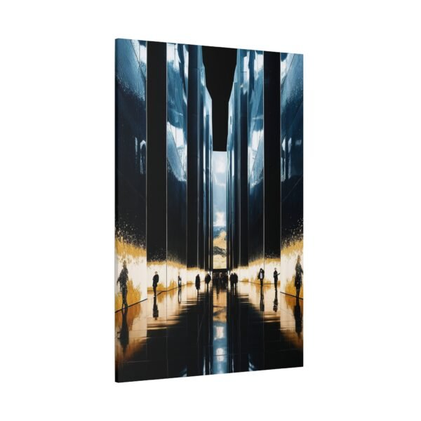Modern Architectural Canvas Print - Futuristic Hallway with Reflective Surfaces - Image 4