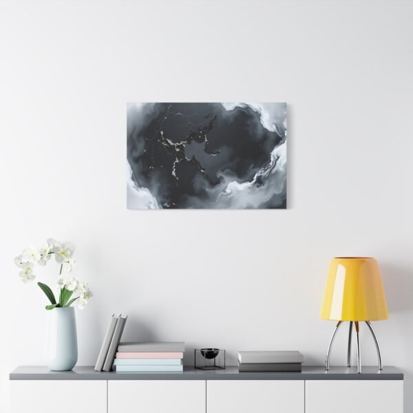 Nebulous Network Abstract Black and White Fluid Canvas Artwork Print - Image 5