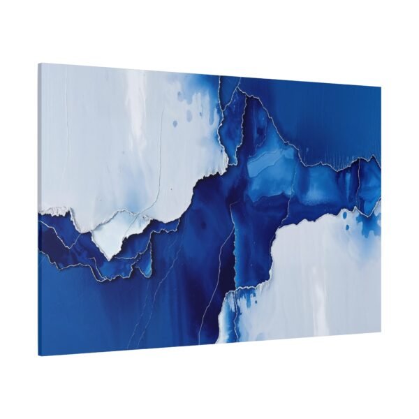 Stunning Abstract Blue and White Fluid Canvas Artwork Print - Image 4