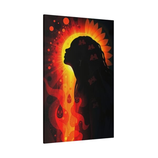 Sunflower African Silhouette Wall Art Canvas - Vibrant Abstract Portrait with Fiery Hues - Image 4