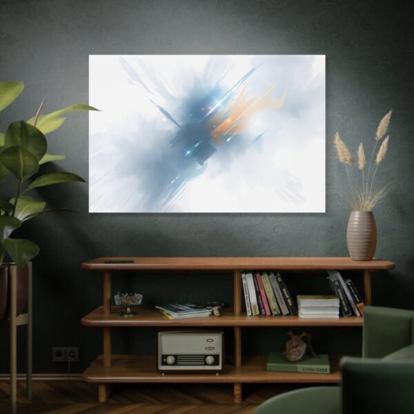 Calming Blue and Gray Abstract Canvas Art Print, Light Burst Design, Serene Wall Decor - Image 5