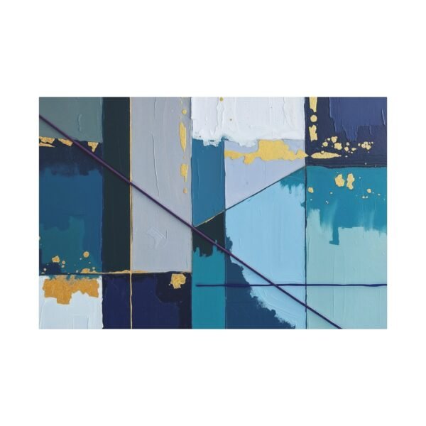 Captivating Abstract Art with Blue and Gold Accents - Modern Geometric Canvas Print - Image 3