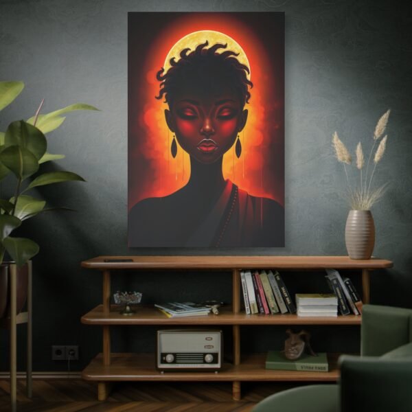African Silhouette Wall Art Canvas Print - Abstract Sun and Shadow Design - Image 2