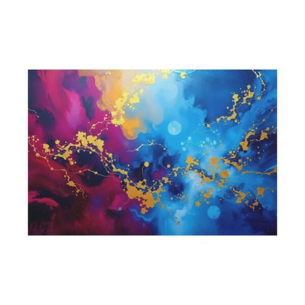Stunning Abstract Space Art: Vibrant Cosmic Colors and Gold Accents Canvas Print - Image 3