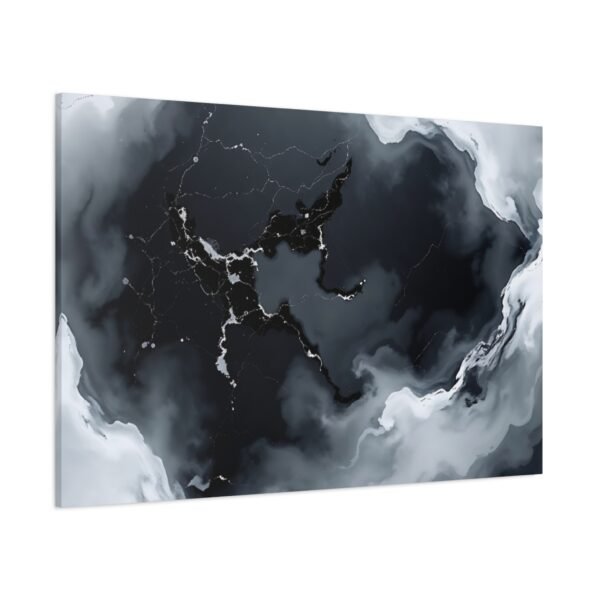 Nebulous Network Abstract Black and White Fluid Canvas Artwork Print - Image 13