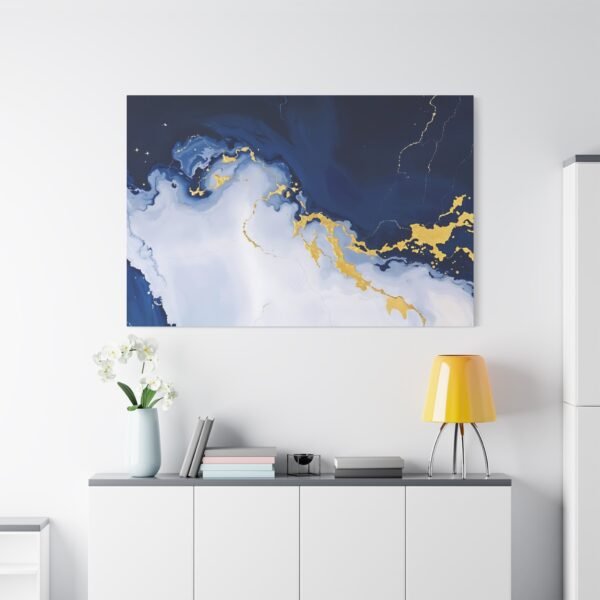 Elegant Abstract Blue and Gold Canvas Print - Modern Wall Art Decor - Image 2
