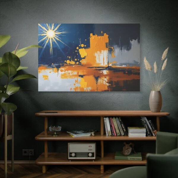 Dynamic Abstract Sunburst in Yellow and Blue - Modern Canvas Art Print - Image 5