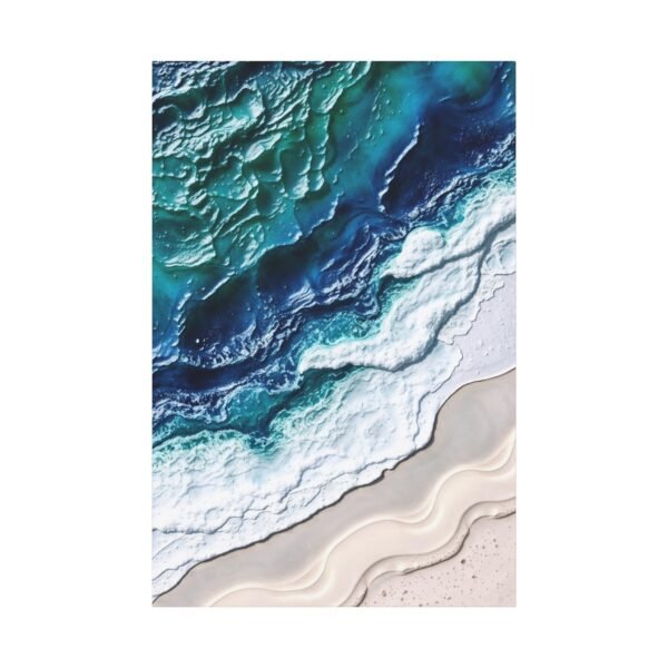 Stunning Aerial View of Ocean Waves Crashing on Sandy Beach Canvas Print - Image 3