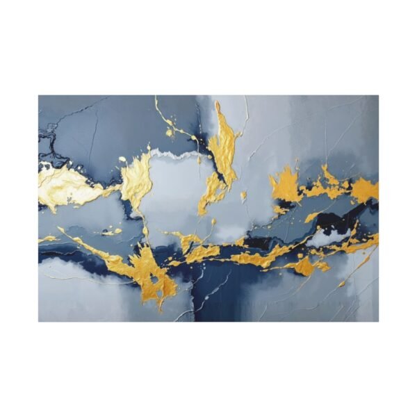 Stunning Abstract Art with Gold and Blue Marbling Canvas Print - Image 3