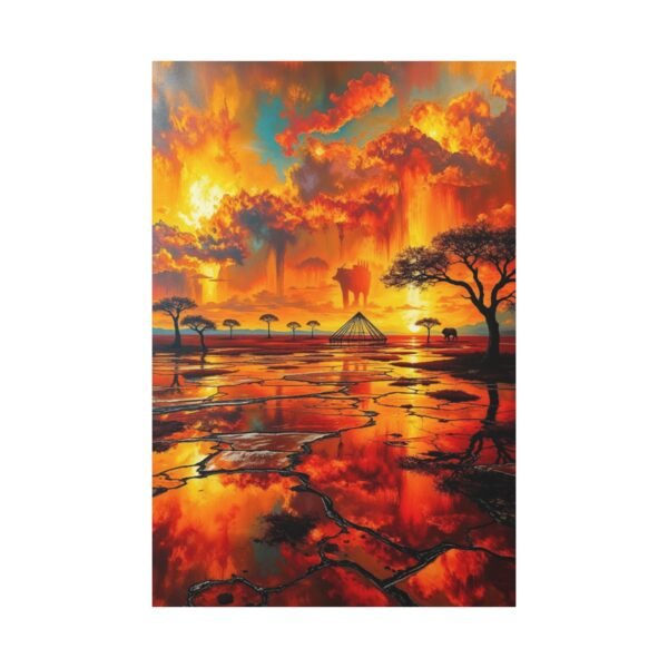 Dramatic African Sunset Canvas Art Print, Fiery Landscape Wall Decor - Image 3