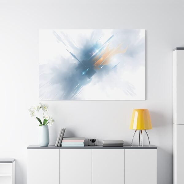 Calming Blue and Gray Abstract Canvas Art Print, Light Burst Design, Serene Wall Decor - Image 2
