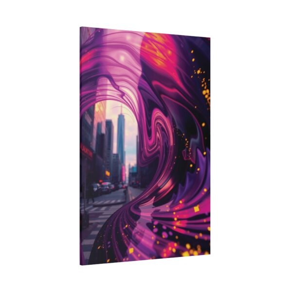 Abstract Urban Swirl Canvas Wall Art - Vibrant Cityscape with Psychedelic Vortex - Image 4