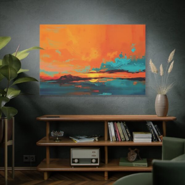 Warm Orange and Blue Sunset Canvas Art - Romantic Landscape Print - Image 5