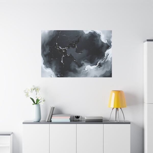 Nebulous Network Abstract Black and White Fluid Canvas Artwork Print - Image 14