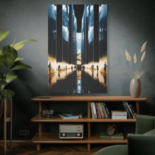 Modern Architectural Canvas Print - Futuristic Hallway with Reflective Surfaces - Image 5