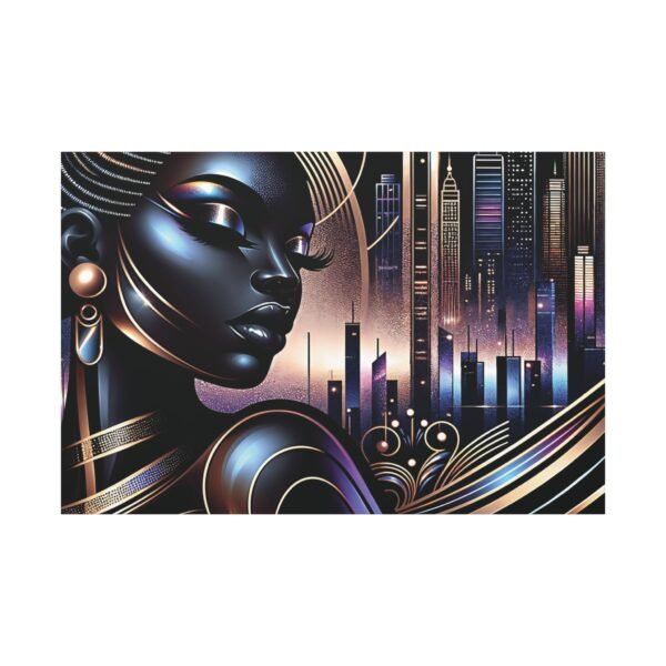 Art Deco Cityscape Canvas Print - Modern Urban Wall Art - Image 3