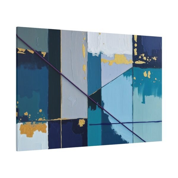 Captivating Abstract Art with Blue and Gold Accents - Modern Geometric Canvas Print - Image 4