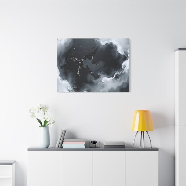 Nebulous Network Abstract Black and White Fluid Canvas Artwork Print - Image 11