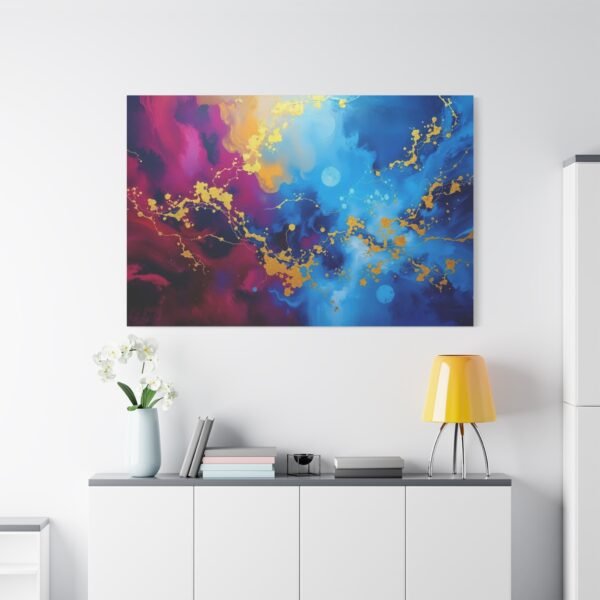 Stunning Abstract Space Art: Vibrant Cosmic Colors and Gold Accents Canvas Print - Image 5