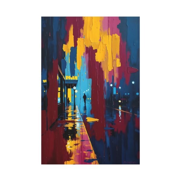 Rainy Night Cityscape Canvas Art - Moody Urban Wall Decor - Image 3