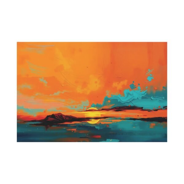 Warm Orange and Blue Sunset Canvas Art - Romantic Landscape Print - Image 3