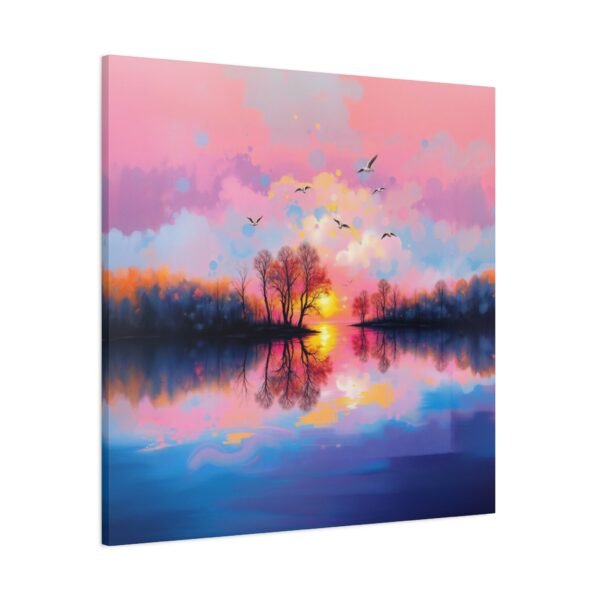 Tranquil Sunset Lake Reflection Canvas Print - Peaceful Nature Wall Art - Image 4