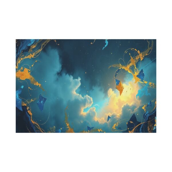 Stunning Abstract Art with Blue and Gold Accents in a Celestial Sky Canvas Print - Image 3