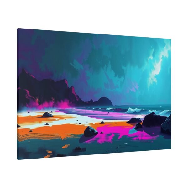 Neon Twilight Shore Canvas Art Print - Image 4
