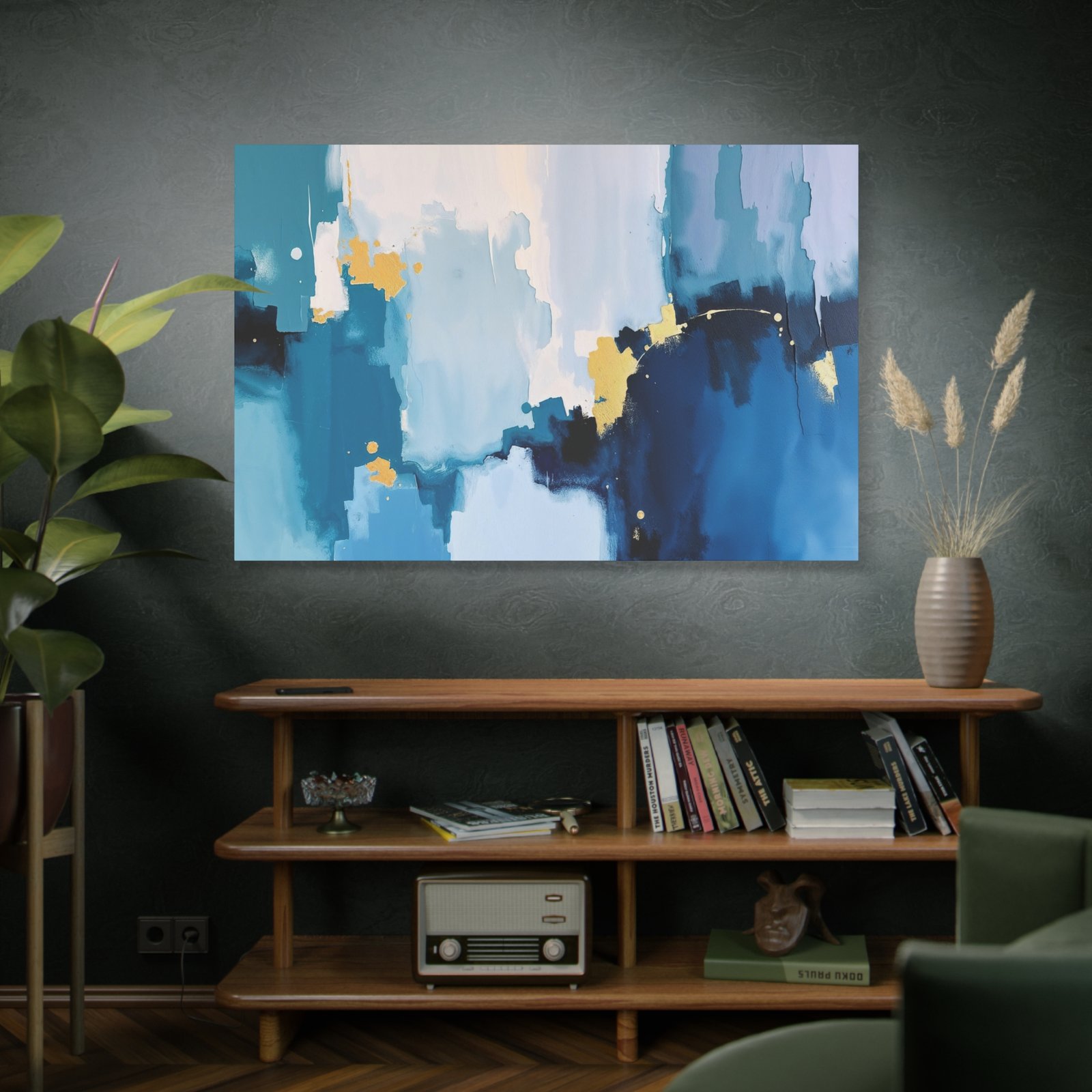 Abstract Blue and Gold Wall Art - Modern Geometric Canvas Print - Image 5