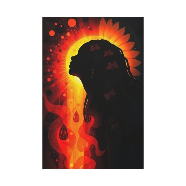 Sunflower African Silhouette Wall Art Canvas - Vibrant Abstract Portrait with Fiery Hues - Image 3