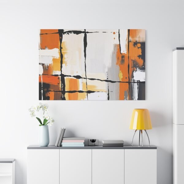 Canvas Print, Modern Abstract Geometric Wall Art in Orange, Black, and White - Image 2