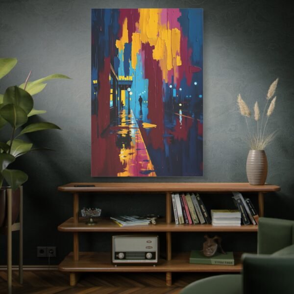 Rainy Night Cityscape Canvas Art - Moody Urban Wall Decor - Image 5
