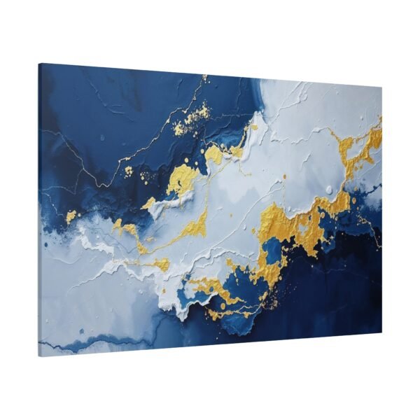 Stunning Abstract Art: Blue and Gold Fluid Canvas Print - Image 4