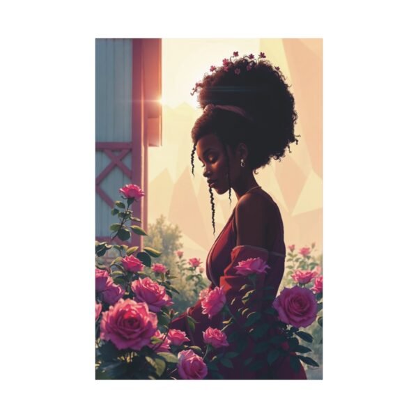 Elegant Woman in a Rose Garden Canvas Print - Captivating Wall Art for Home Decor - Image 3
