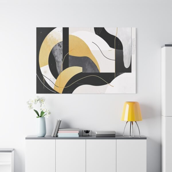 Modern Abstract Art with Geometric Shapes and Gold Accents Canvas Print - Image 2
