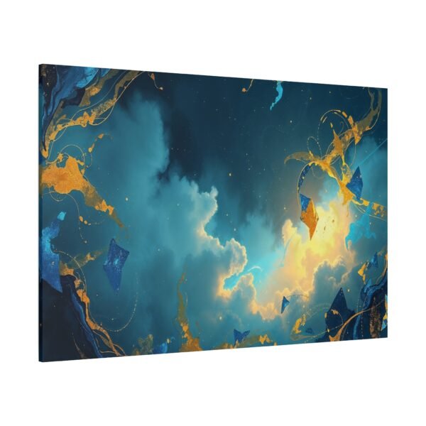 Stunning Abstract Art with Blue and Gold Accents in a Celestial Sky Canvas Print - Image 4