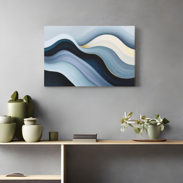 Abstract Wave Art: Serene Ocean-Inspired Wall Decor Canvas Print - Image 2
