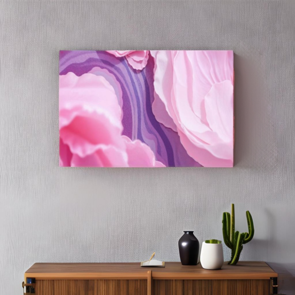 Elegant Pink Petals on Purple Background - High-Resolution Floral Canvas Print - Image 2