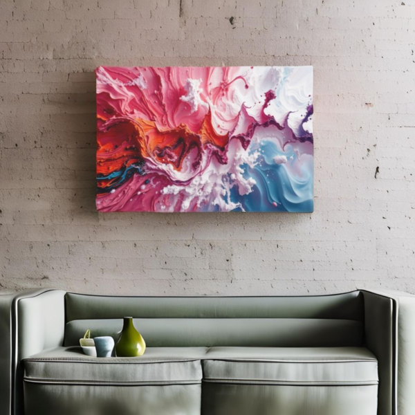 Vibrant Abstract Paint Swirl Art - Dynamic Color Explosion Canvas Print - Image 2