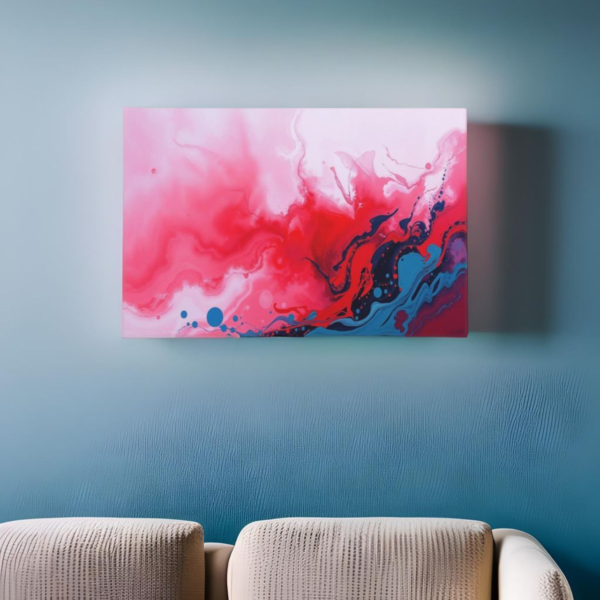 Vibrant Abstract Art: Dynamic Red and Blue Fluid Canvas Print - Image 2