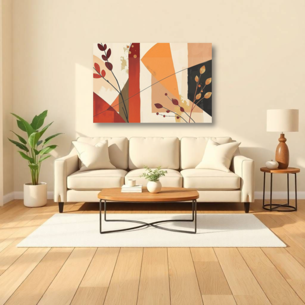 Abstract Autumn Leaves Canvas Print - Modern Geometric Wall Art - Image 2