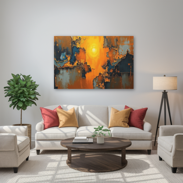 Golden Glow Cinematic Canvas Art Print- Radiant Elegance for Your Space - Image 2
