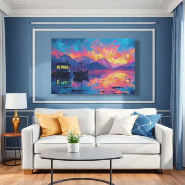 Sunset Serenity on the Lake Canvas Wall Art Print - Image 2