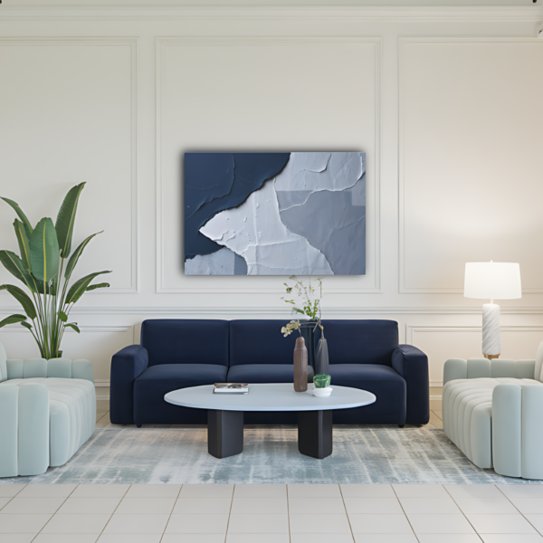 Abstract Textured Wall Art in Shades of Blue and White - Modern Decor Canvas Print - Image 2