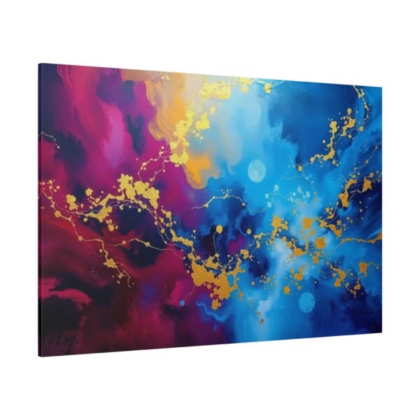 Stunning Abstract Space Art: Vibrant Cosmic Colors and Gold Accents Canvas Print - Image 4
