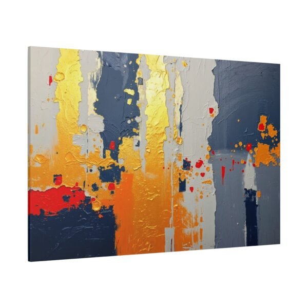 Canvas Artwork Print: Striking Abstract Painting with Navy Blue, Bright Yellow, Orange, and Red Hues - Image 4
