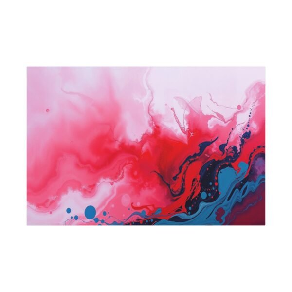 Vibrant Abstract Art: Dynamic Red and Blue Fluid Canvas Print - Image 3